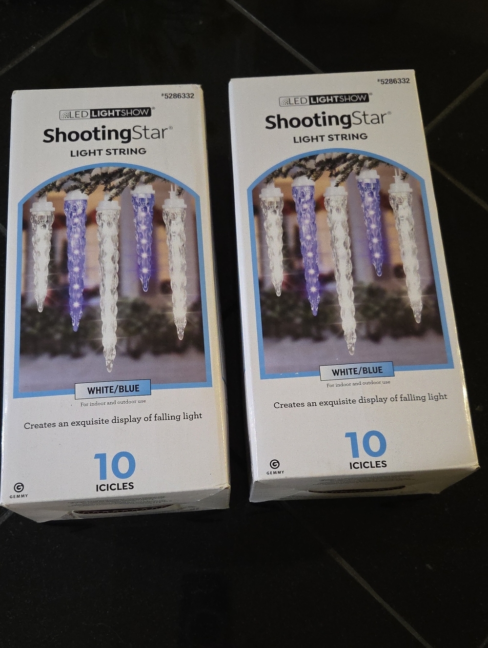 NEW Set Of 2 ShootingStar White/Blue Icicle Light String - 10 Icicles